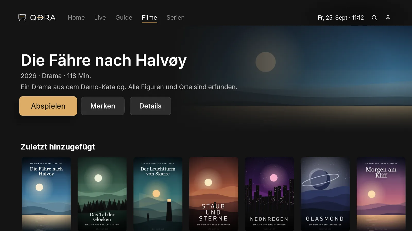 Filme-Übersicht, Kategorienreihen