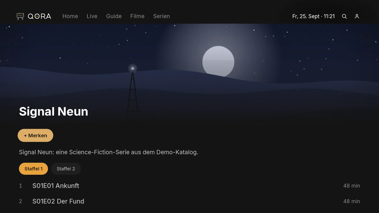 Serien-Detail mit Staffeln und Folgen