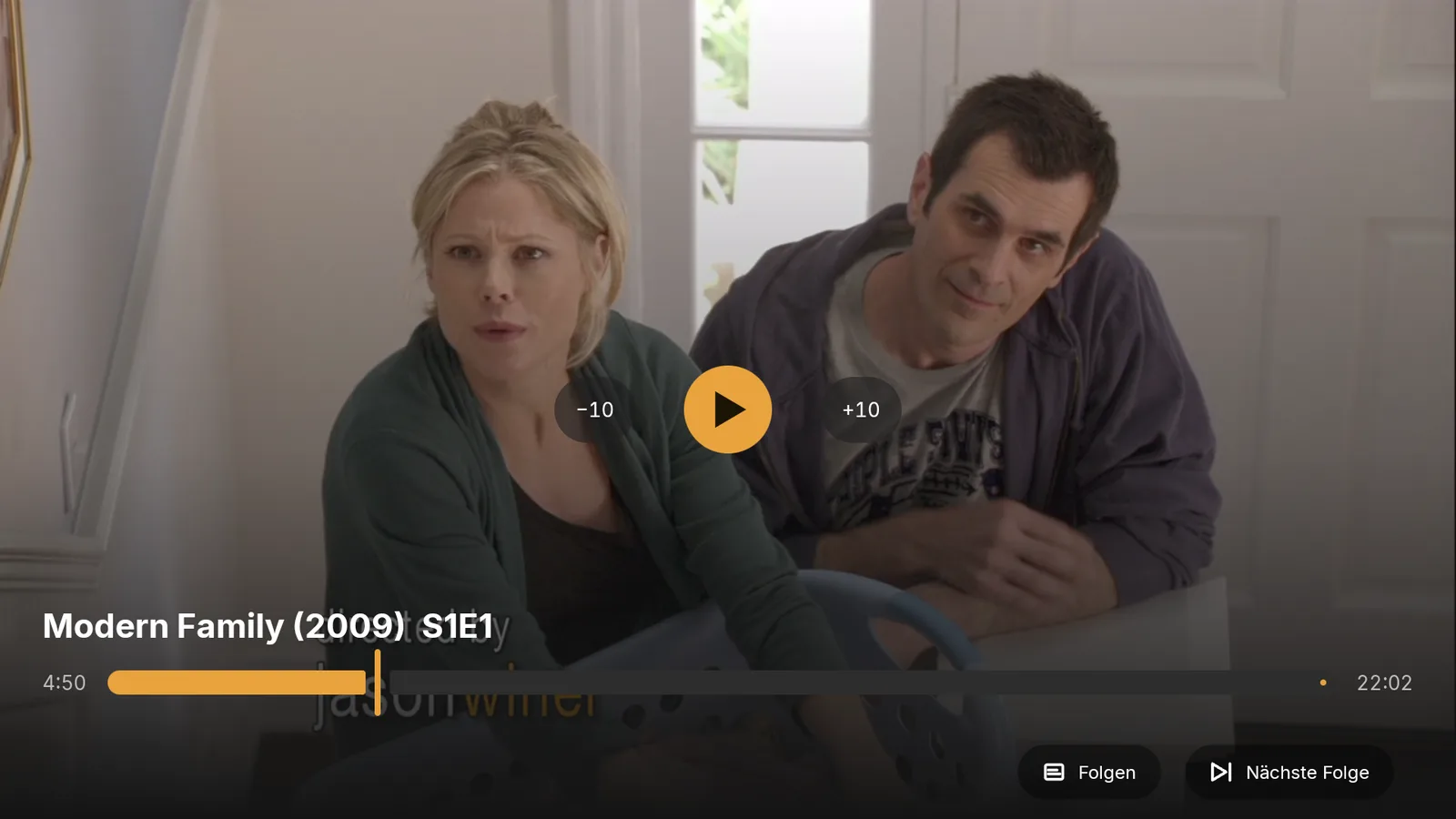 Film läuft am Fernseher, Wiedergabeleiste unten